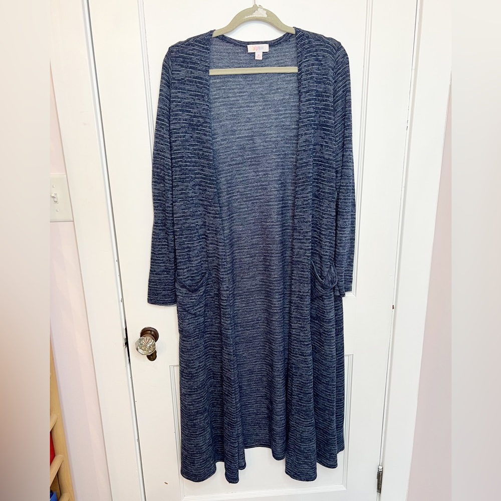 Lularoe Sarah cardigan, Medium, navy and white